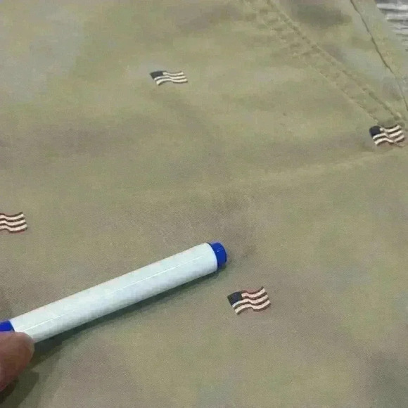 Lot Of 2 Eddie Bauer Chino Khaki Shorts American Flag Print Tag 40 (Act 42) READ - Picture 14 of 16